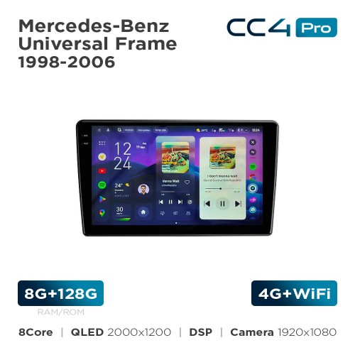 Штатна магнітола Teyes CC4 Pro 2k 8+128 Gb Mercedes-Benz Universal Frame 1998-2006 9"