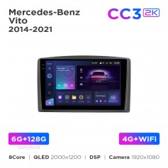 Штатная магнитола Teyes CC3 2k 6+128 Gb Mercedes-Benz Vito 2014-2021 Black A-Mod 10"