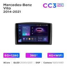 Штатная магнитола Teyes CC3 2k 6+128 Gb 360° Mercedes-Benz Vito 2014-2021 Black A-Mod 10"