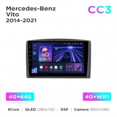 Штатная магнитола Teyes CC3 4+64 Gb Mercedes-Benz Vito 2014-2021 Black A-Mod 10"