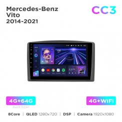 Штатна магнітола Teyes CC3 4+64 Gb Mercedes-Benz Vito 2014-2021 Black A-Mod 10"