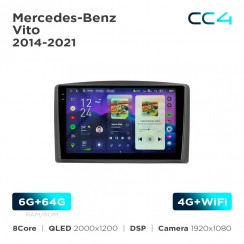 Штатна магнітола Teyes CC4 2k 6+64 Gb Mercedes-Benz Vito 2014-2021 Black A-Mod 10"