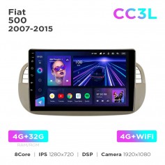 Штатная магнитола Teyes CC3L 4+32 Gb Fiat 500 2007-2015 Beige 9"