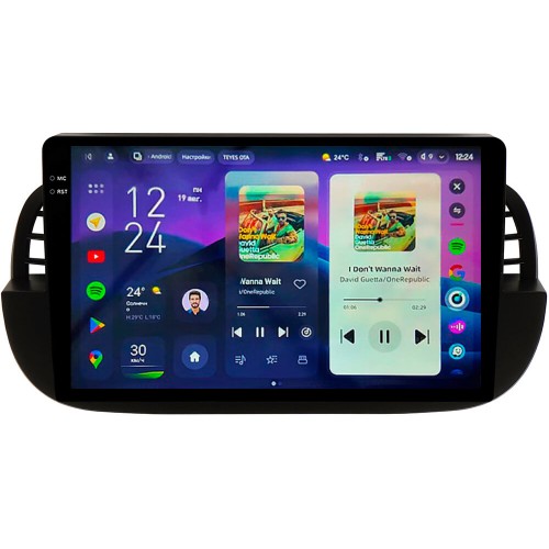 Штатная магнитола Teyes CC4 2k 6+64 Gb Fiat 500 2007-2015 Black 9"