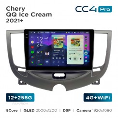Штатная магнитола Teyes CC4 Pro 2k 8+128 Gb Chery QQ Ice Cream 2021+ Silver 9"