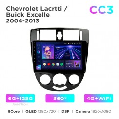 Штатна магнітола Teyes CC3 6+128 Gb 360° Chevrolet Lacetti / Buick Excelle 2004-2013 MT AC UV Black 10"