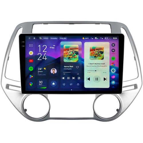 Штатная магнитола Teyes CC4 Pro 2k 12+256 Gb Hyundai i20 2012+ AT AC Sliver 9"