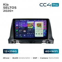 Штатна магнітола Teyes CC4 Pro 2k 12+256 Gb Kia Seltos 2020+ UV Black 10"
