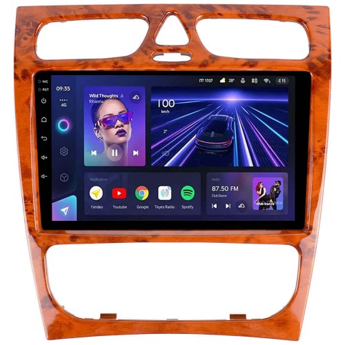 Штатна магнітола Teyes CC3L 4+64 Gb Mercedes-Benz C-Class S203 CL203 W203 2000-2004 Wooden 9"