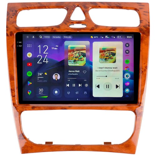 Штатная магнитола Teyes CC4 Pro 2k 12+256 Gb Mercedes-Benz C-Class S203 CL203 W203 2000-2004 Wooden 9"