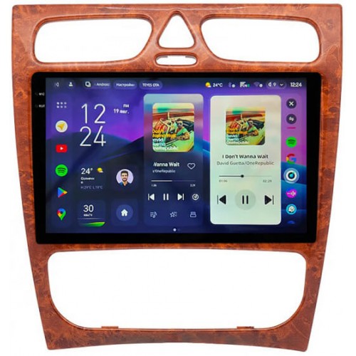 Штатна магнітола Teyes CC4 2k 8+128 Gb Mercedes-Benz C-Class S203 CL203 W203 2000-2004 Wooden 9"