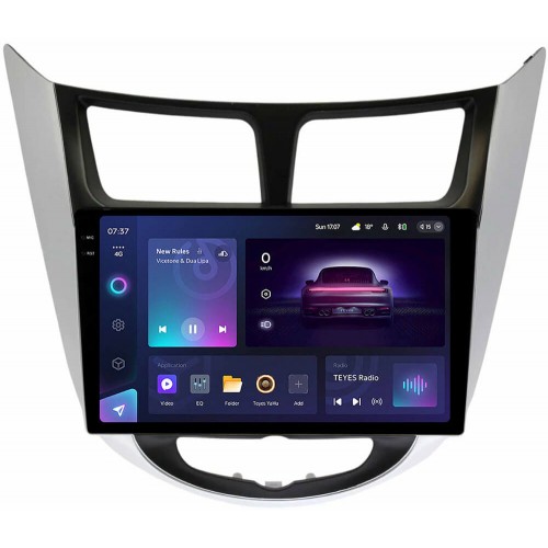 Штатна магнітола Teyes CC3 2k 6+128 Gb Hyundai Solaris 1 2010-2016 Silver+Black 9"